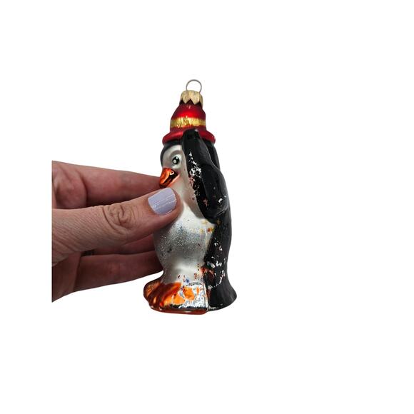 Vintage Blown Glass Penguin Christmas Ornament Made in Poland RARE - Picture 3 of 6